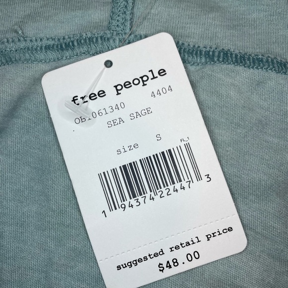 Free People We The Free Sonnet Ruched Scoop Neck T Shirt in Sea Sage - Picture 9 of 10